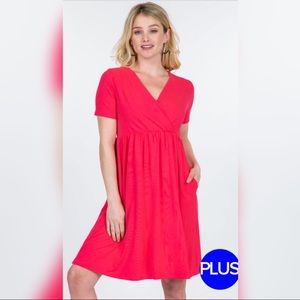 Plus size coral pocket dress